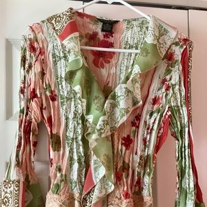 Sunny Taylor Boho Chic Ruffled Floral Blouse